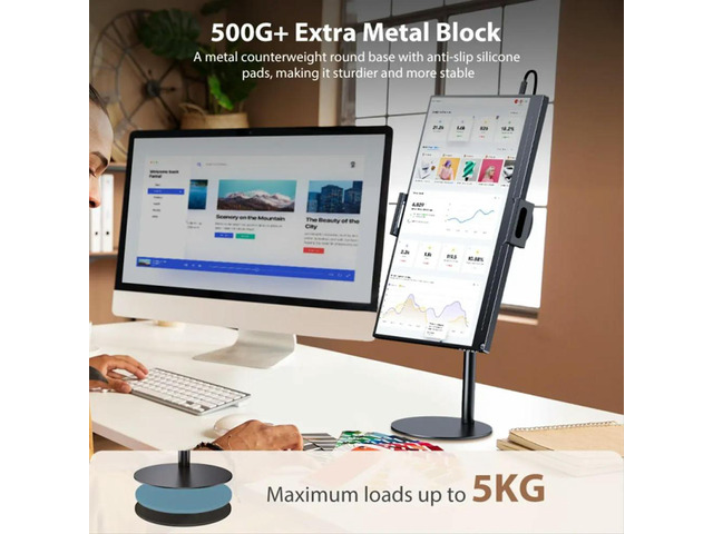 Monitor Tablet Holder Standing Adjustable Monitor Stand Height Tablet Bracket Desktop Clamp Stand Mount Black