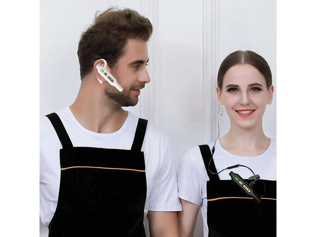 Ear-Mounted Walkie-Talkie Mini Headset 500 Square Feet Area Headset for Hotel Hotel Mini Headset,White