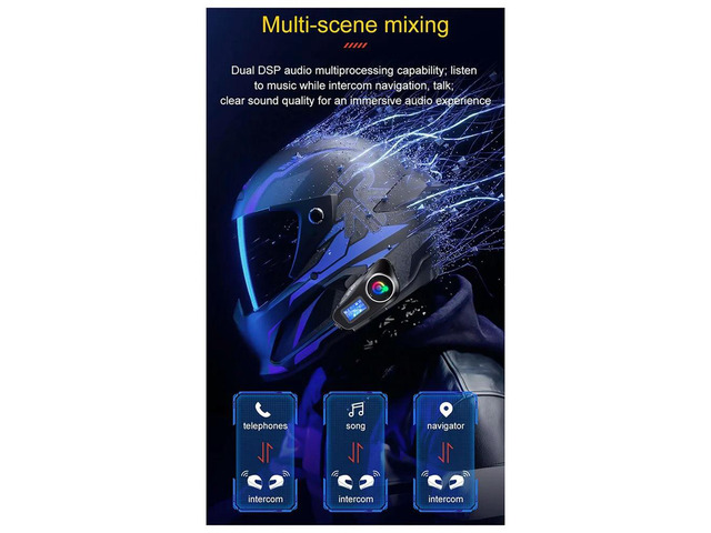 Q58-Max Motorcycle Helmet Intercom Bluetooth Headset MP3 Music Sharing 2 People 500M Intercom(Hard Wire)