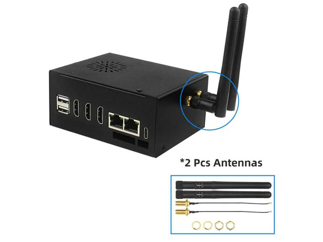 For 5 Plus l Case with Cooling Fan Heat Sink 2 Antenna 6 BT for 5 Plus 4 / 8 /16 GB