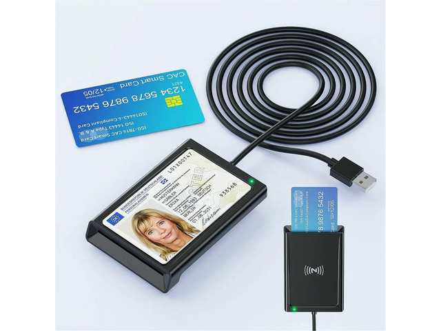 2-in-1 Contact + NFC Card Reader PC-Linked Dual-Interface Card Reader/Writer Contact PCSC Card Reader