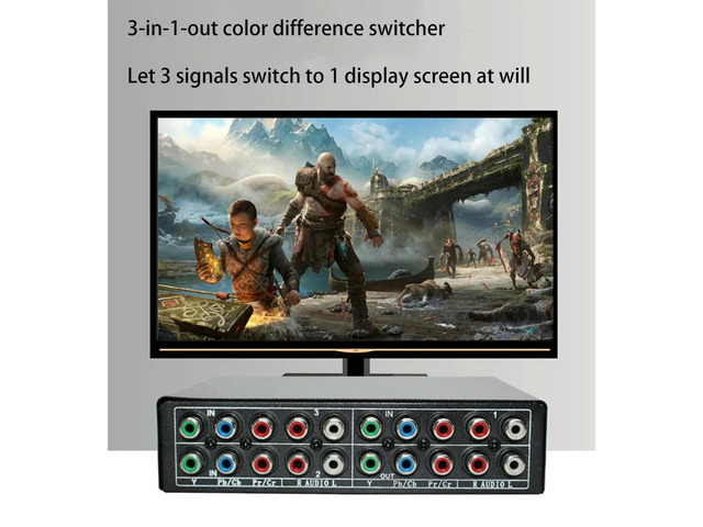 3-Way RGB Component AV Switch Video Audio Output Ypbpr Component RGB Switcher Box for TV 360 DVD
