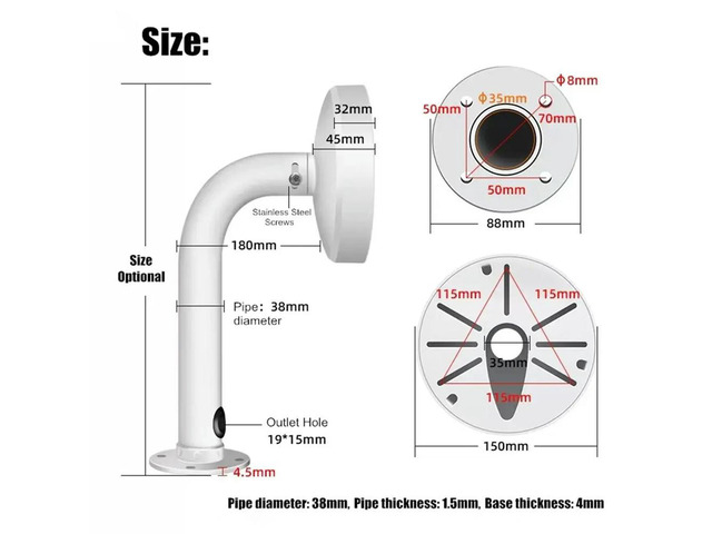 Universal Dome Camera Wall Mount Bracket Surveillance Accessories Aluminum Alloy J Type Surveillance Hemisphere Bracket