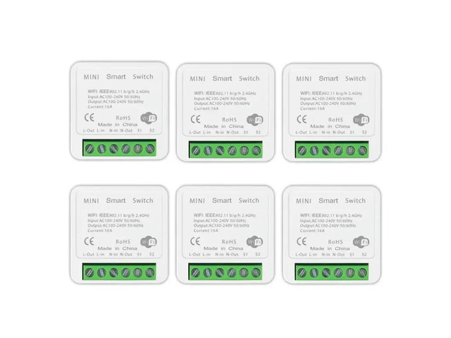 Home DIY Switches Tuya Mini Switch Module Supports 2 Way Control Via Life APP Alexa Voice Control