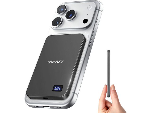 Magnetic Portable Charger 5000mAh, 15W Ultra Slim Wireless Portable Charger, Fast Charging for iPhone 17/16/15/14/13/12 Pro/Pro Max/Plus, Metal...