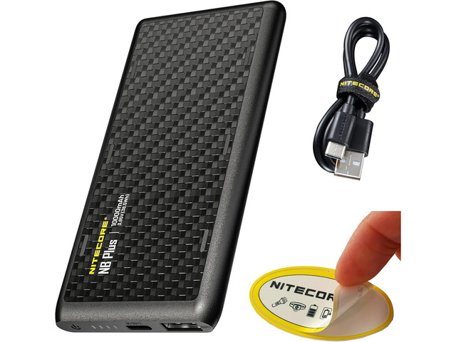 Nitecore NB Plus 10,000mAh Power Bank, Ultra Lightweight and Slim USB-C and USB-A Ports for Phones, iPads and More Travel Ready Fast Charging 5V/3A...