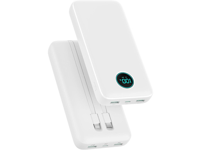 Portable Charger PowerBank 40,800mAh with 2 Built-in Cables,25W PD Fast Charging +QC 4.0 Quick Phone Charging Power Bank, 5 Outputs LCD Display USB...
