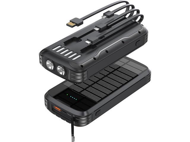 MINRISE Solar Charger Power Bank, 40000mAh Portable Charger PD 20W Fast Charging Solar Power Bank Built in 4 Cables and USB-C in/Output, Camping...