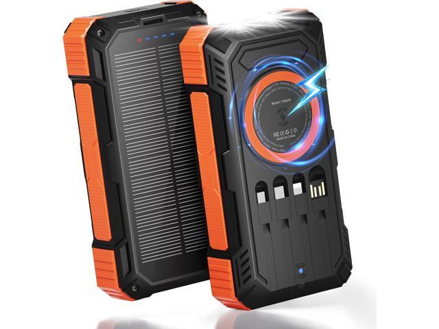 ERRBBIC Solar Charger Power Bank 49800mAh, 22.5W Portable Charger, 15W Wireless Charging, Solar Panel Charger, Built-in Four Cable, with USB C for...