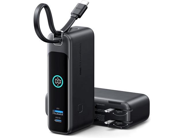 INIU Portable Charger, 10000mAh 30W Fast Charging Power Bank, Built-in USB C Cable and Foldable AC Plug, Travel Essentials Battery Pack for iPhone...