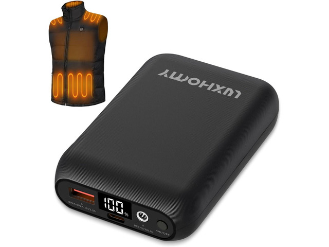 Heated Vest Battery Pack, 16000mAh 7.4V Compact Power Bank Repaclement for Heated Jacket Heated Hoodie Heated Pants Heated Chair Heated Outdoor Gear
