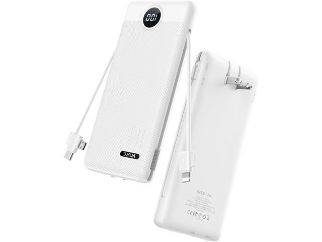 VRURC Portable Charger Power Bank - 10000mAh Fast Charging 22.5W PD 20W Slim Portable Charger Built in Cables,Power Bank with Cords,USB C Portable...