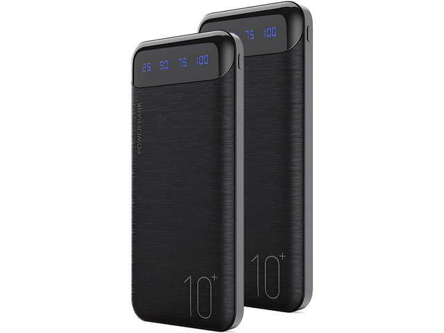 YOBON Power Bank 2 Pack 10000mAh Portable Charger with 2 USB 2.4A Outputs & USB C in/Out Slim Battery Pack for Huawei iPhone 16 15 14 13 12 iPad...