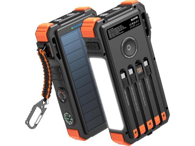 BLAVOR Solar Power Bank 20000mAh Built-in Cables, Wireless Charger for Apple Watch, 20W Fast Charging Battery Pack with USB C, Flashlight, Solar...