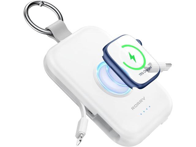 RORRY Portable Charger, 5000mAh Portable Charger Power Bank with Built-in Cables, Travel Keychain Battery Pack for Apple Watch...