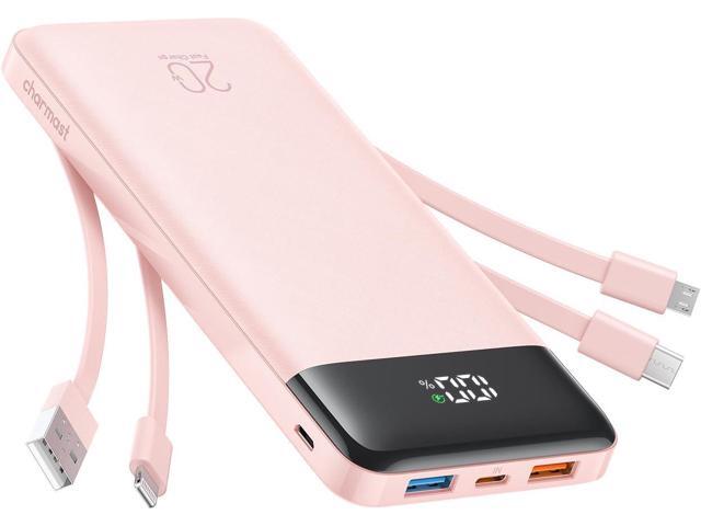 charmast 20000mAh Portable Charger with Built in Cables, 22.5W Travel Power Bank Fast Charging, USB C Cell Phone Battery Pack for iPhone...