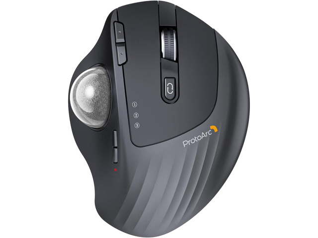 ProtoArc Wireless Trackball Mouse, EM01 NL Ergonomic Bluetooth Rollerball Thumb Rechargeable Computer Laptop Mouse, Adjustable Angle & 3 Device...