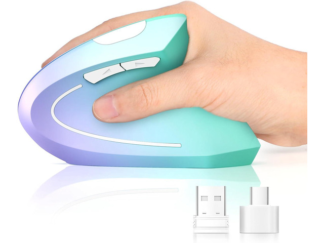 Lekvey Ergonomic Mouse, USB C Wireless Vertical Mouse, Dual Mode Rechargeable USB-A & Type-C Ergo Mouse, 1600 DPI, Relieves Wrist Pain and Carpal...