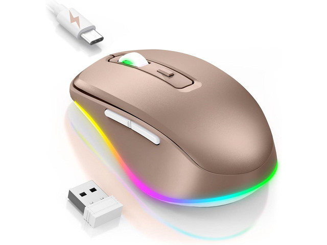 PEIOUS Wireless Mouse Jiggler - LED Wireless Mice with Build-in Mouse Mover, Rechargeable Moving Mouse for Laptop with Undetectable Random Movement...