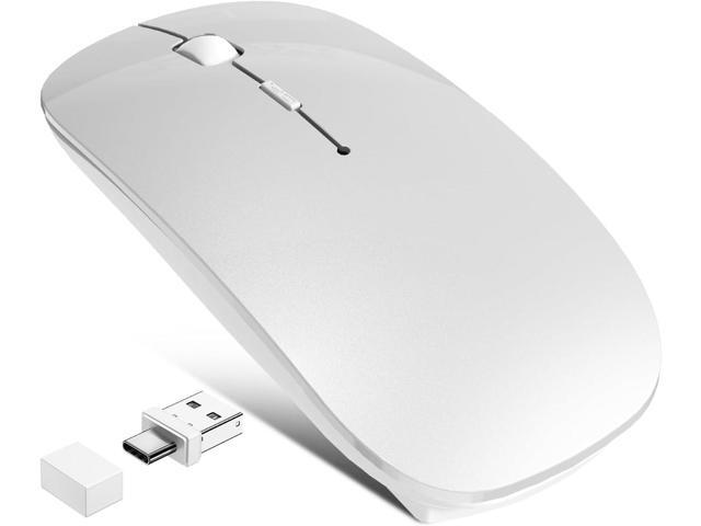 Bluetooth Wireless Laptop Mouse for MacBook Air iPad Mac, 2.4G Rechargeable Computer Mouse with Jiggler Mode, Silent Optical 2 Mode Bluetooth...