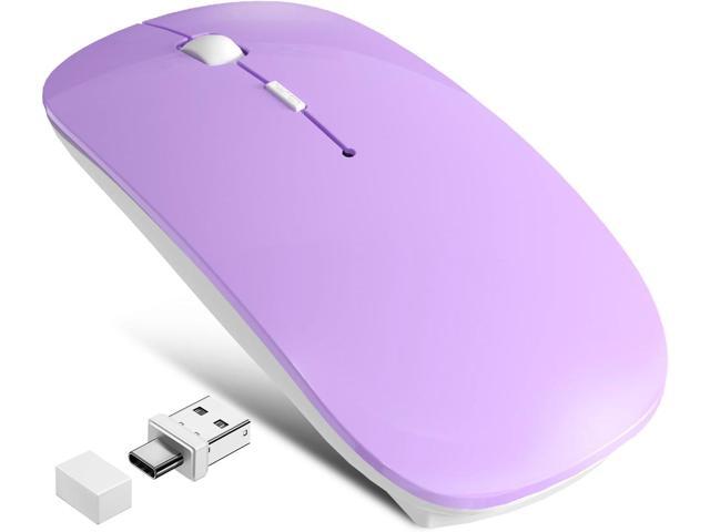 Wireless Bluetooth Mouse for iPad Pro Mac PC MacBook, Slim Portable Rechargeable Laptop Mouse, 2 Mode Bluetooth 5.2/3.0 & 2.4G USB-A/Type-C Travel...