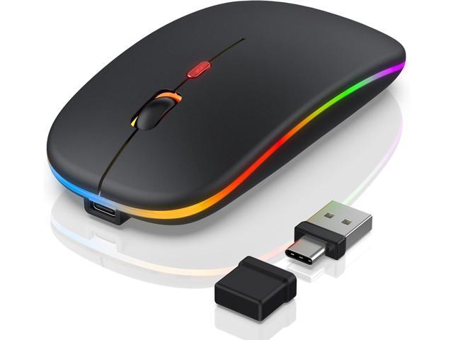 Bluetooth LED Wireless Mouse for MacBook Air iPad Pro Mac Laptop PC - Slim RGB Wireless Mouse, 3 Mode BT 5.2 & 2.4G USB-A/Type-C Connectivity... Bluetooth LED Wireless Mouse for MacBook Air iPad Pro Mac Laptop PC - Slim RGB Wireless Mouse, 3 Mode BT 5.2 & 2.4G USB-A/Type-C Connectivity...
