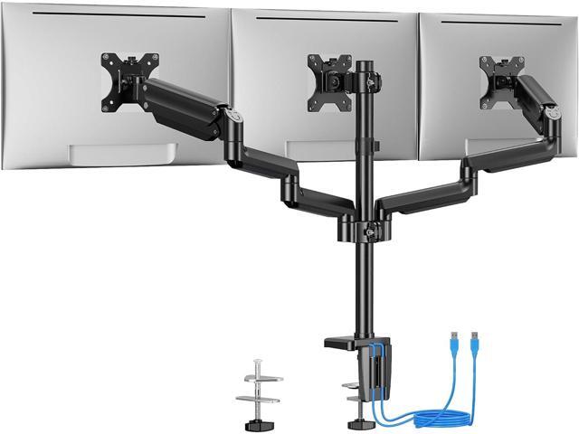 ErGear Triple Monitor Mount for 13-27 inch Screens, Triple Monitor Arms with USB, Heavy Duty Three Monitors Stand with Tilt, Swivel, Rotation,.