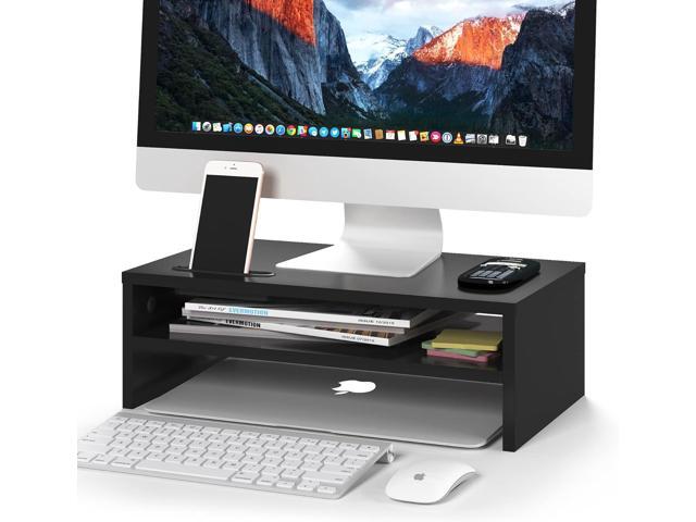 BONTEC Wooden Monitor Stand Riser for Desk, 2-Tier Computer Monitor Stand