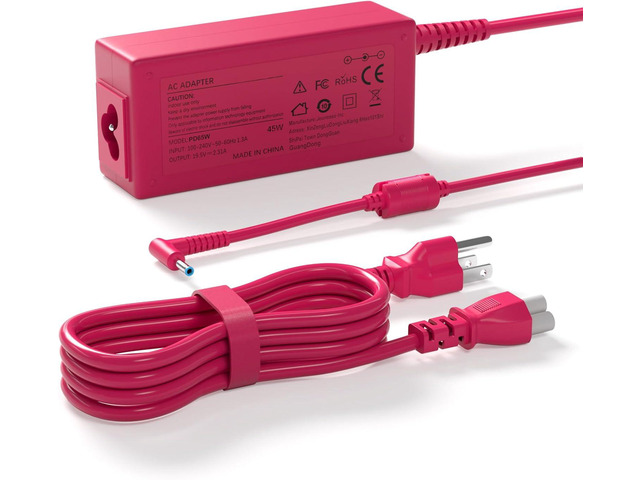 Pink 45W Laptop Charger Compatible with HP Pavilion X360,Stream 11 14,Spectre 741727-001,213349 001 009 109 and L25296 001 002 003,19.5V 2.31A...