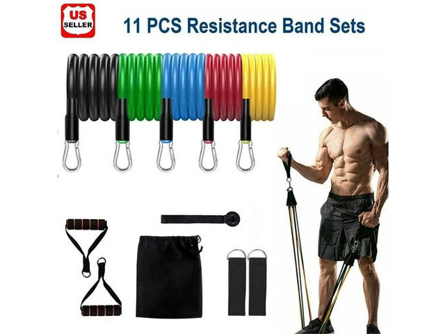 11 PC Resistance Bands Set Pull Rope Gym Home Fitness Workout Crossfit YogaTube