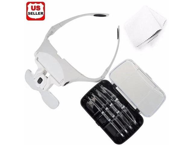 Magnifying Glass Lens LED Light Lamp Visor Head Loupe Jeweler Headband Magnifier