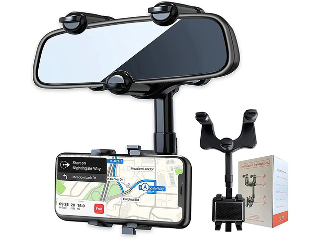 EPN 360° Car Phone Holder Rotatable, Retractable Rearview Mirror Mount Universal