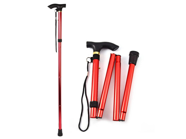 Walking Cane Aluminum Alloy Walking Stick Adjustable Folding Travel Hiking Stick