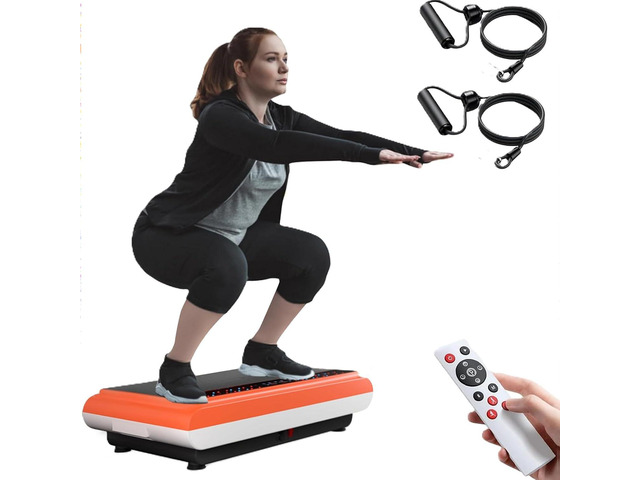 Vibration Plate Exercise Machine - Whole Body Workout Vibration Platform Lymphatic Drainage Machine for Weight Loss Home Fitness with Resistance...