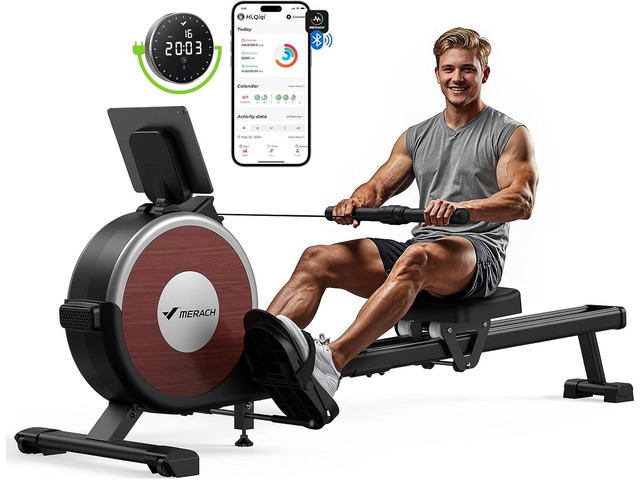 MERACH Rowing Machines for Home, Magnetic Rowing Machine with 16 Levels, Rower Machine of Quiet Resistance, Dual Slide Rail with Max 350lbs Weight...