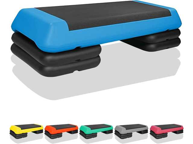 Adjustable Aerobic Stepper Workout Step with 4 Risers Fitness & Exercise Platform Trainer