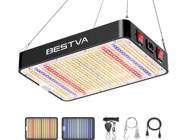 BESTVA DC1000 LED Grow Light, Full Spectrum Grow Lights for Indoor Plants with Veg & Bloom Switches, Quiet Cooling Fan, for Seedling Veg Bloom All...