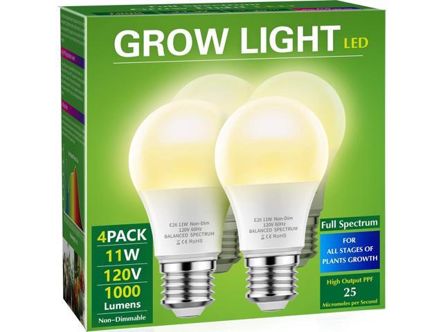 Briignite 4 Pack Grow Light Bulbs, LED White Bulb A19 Bulb, Full Spectrum Plant Bulbs E26 Base, 11W 100W Equivalent, for Indoor Plants, Seed Starting Briignite 4 Pack Grow Light Bulbs, LED White Bulb A19 Bulb, Full Spectrum Plant Bulbs E26 Base, 11W 100W Equivalent, for Indoor Plants, Seed Starting