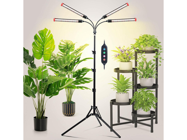 Grow Light with Stand and Timer 4,8,12,16,20 Hr, 36 Watt Standing Tall Plant Light for Bonsai Tree, Seed Starting, 24'-64' Adjustable Tripod Stand...