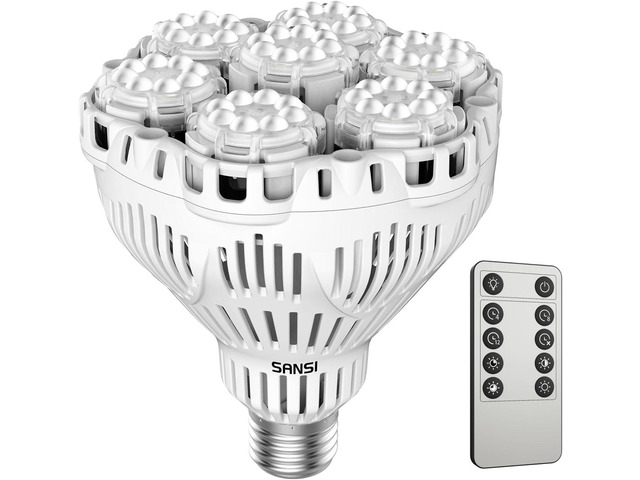 SANSI Dimmable Grow Light Bulb Full Spectrum, High PPFD 40W (600 Watt Equiv) with Remote, Auto On Off Timing 4 8 12 Hrs, Energy Saving Plant Light...