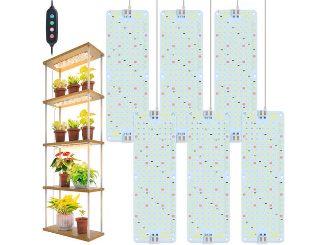 6-Pack Panel Grow Lights for Indoor Plants, FECiDA 2026 LED Plant Grow Light for Under Cabinet Plants, Full Spectrum Growing Lamp with 4,8,12,16,20...