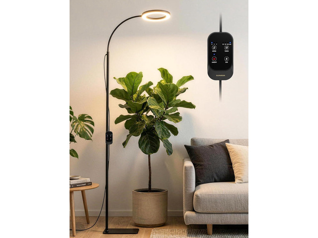 GLOWRIUM 24W LED Grow Light for Indoor Plants, 23.5-71' Adjustable Height, 3-Growing Full Spectrum for Tall Grow Light, High PPFD, 3/9/12/16H...