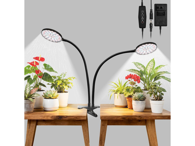 Clip On Grow Lights for Indoor Plants, High PAR & PPFD Full Spectrum Plant Light with Auto On/Off Timer, 5 Dimmable Levels, Flexible Gooseneck LED...