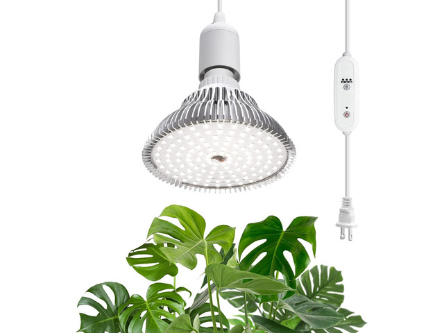 LED Grow Light Bulbs, Hanging Grow Lights for Indoor Plants, 25W 5000K, Height Adjustable Plant Light with Timer, Full Spectrum Grow Light Replace...