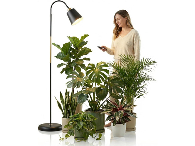 Floor Lamp Grow Lights for Indoor Plants, Adjustable Height Tall Standing Plant Light with Remote & Timer, 360° Gooseneck, Full Spectrum Dimmable,...