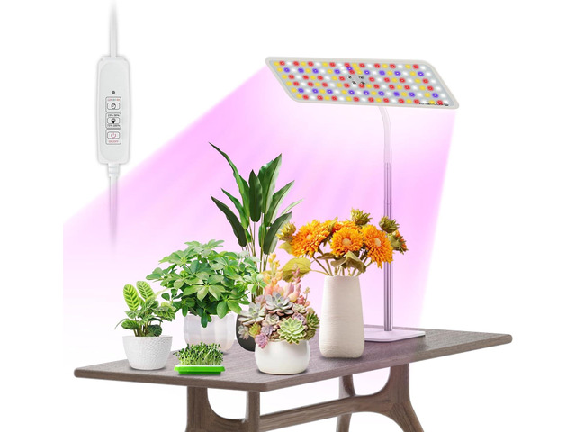 KINGPLUS Grow Lights with Stand, Full Spectrum Growing Light for Indoor Plants, 120 LEDs, 4 Dimmable Levels, Timer 4/8/12h, 12-60inches Height...