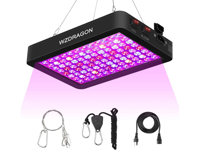 Upgraded BW1000 LED Grow Lights Double Chips Full Spectrum with 10ft Cable for Greenhouse and Indoor Plant Veg and Flower Growing [Black]