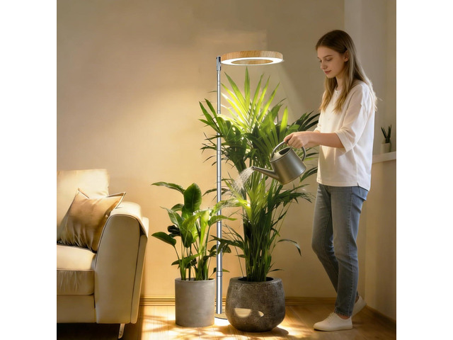 Wood Grain Grow Lights for Indoor Plants Plant Growing Lamp, Full Spectrum Plant Lights for Indoor Growing (Wood Color with Base, 1 Pack)