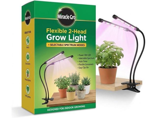 Miracle-Gro, Grow Light for Indoor Plants - 10W LED, Flexible 2-Head, Selectable Spectrum for Indoor Plants, Seeds, Herbs, Flowers, Plug-in.