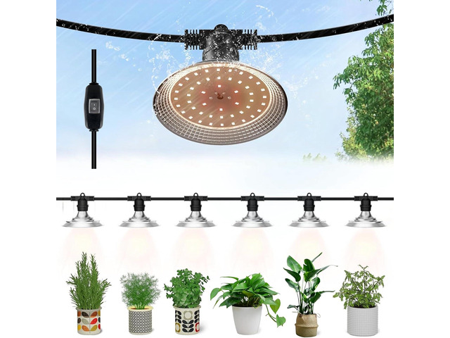 Outdoor LED Grow Light, Waterproof String Plant Growing Light, 21 FT Full Spectrum Growth Light, Suitable for Garden, Farm, Flower, Seedling...